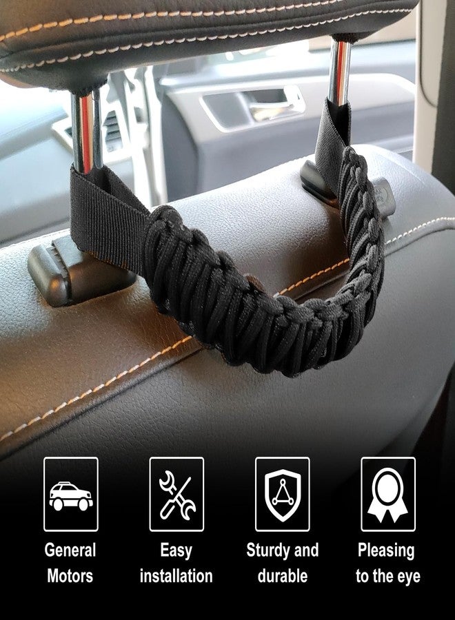 CmeRto 2Pcs Headrest Grab Handles, Car Front Rear Seat Back Roll Bar Grip Handles Kit, Nylon Grab Handl with Headrest Mounted, Heavy Duty Automotive Interior Accessories Universal for SUV Truck Pickup(Black) - Image 4